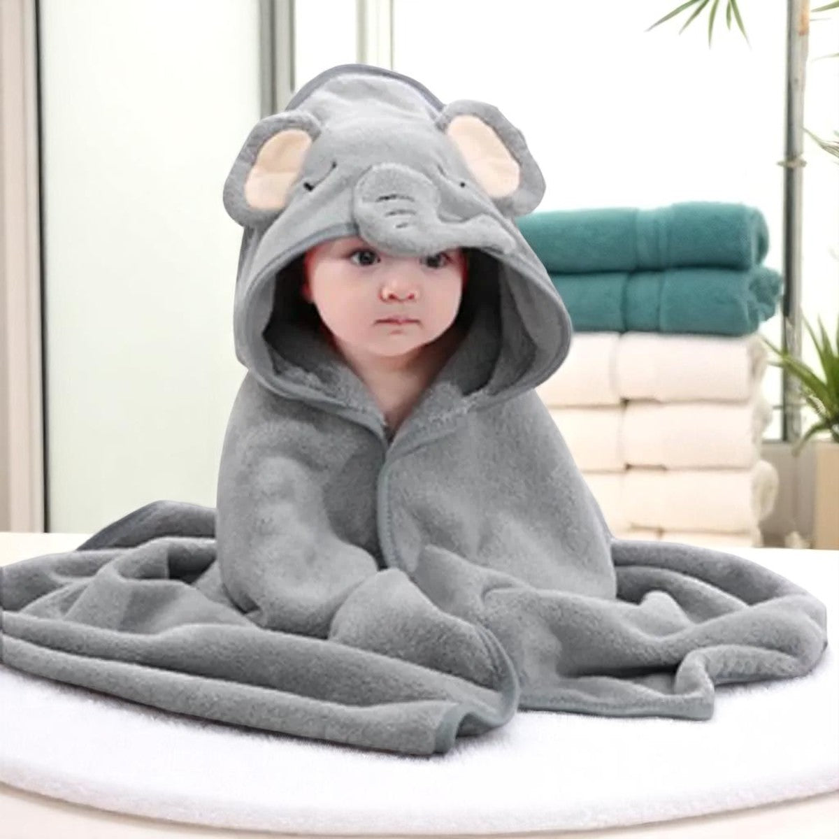 Baby Ollie “SnuggleTails” Cartoon Hooded Bath Towel