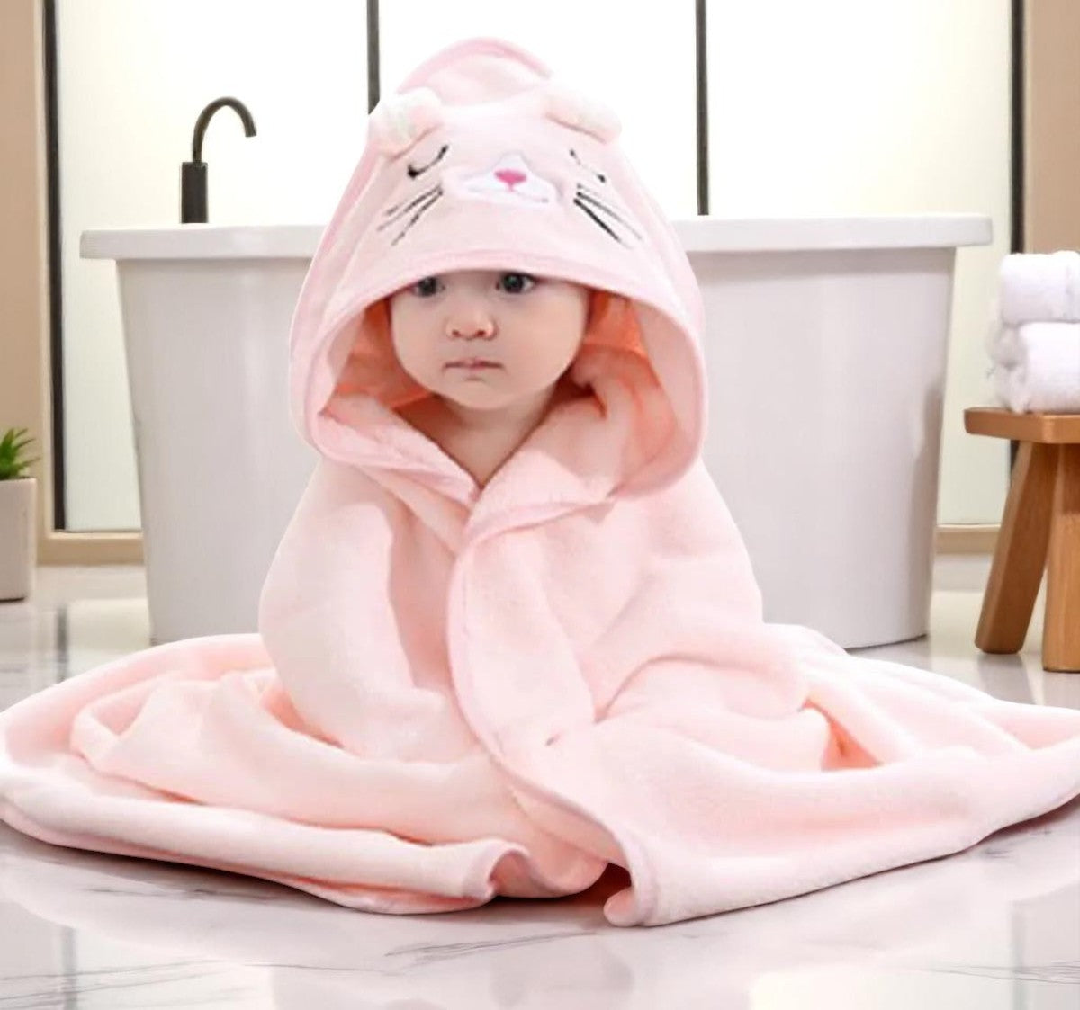 Baby Ollie “SnuggleTails” Cartoon Hooded Bath Towel