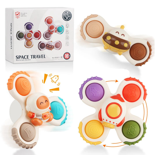 Baby Ollie “SpinGiggles” Suction Cup Bath Toys – Set of 3